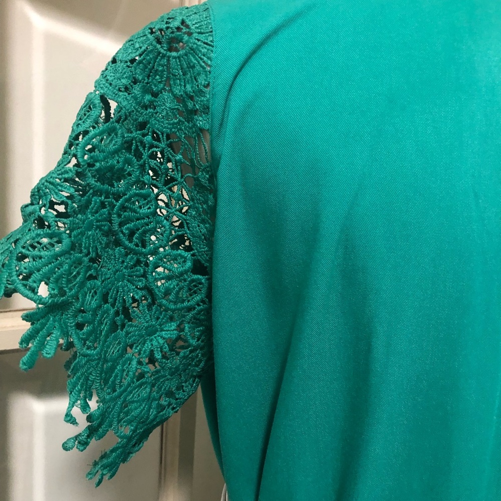 BOHEMIAN TRADERS Dreamer Dress in Emerald Green, lace short sleeves, size XS-12 - Picture 9 of 13